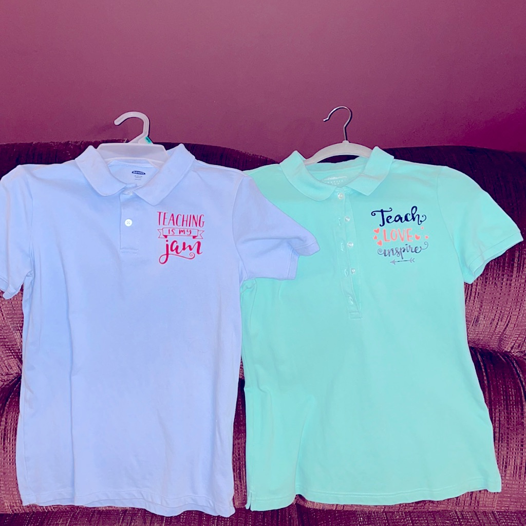 2 Teacher Shirts Short Sleeve Used Sold As Is
